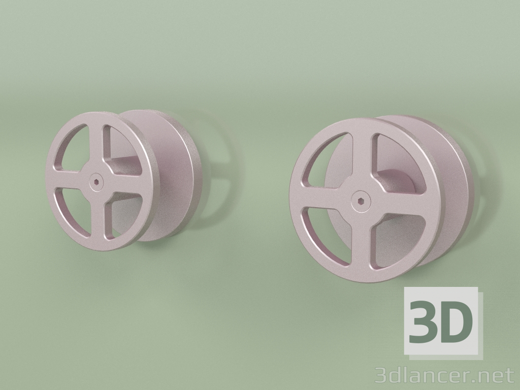 3d model Wall-mounted set of 2 mixing shut-off valves (20 63 V, OR) - preview