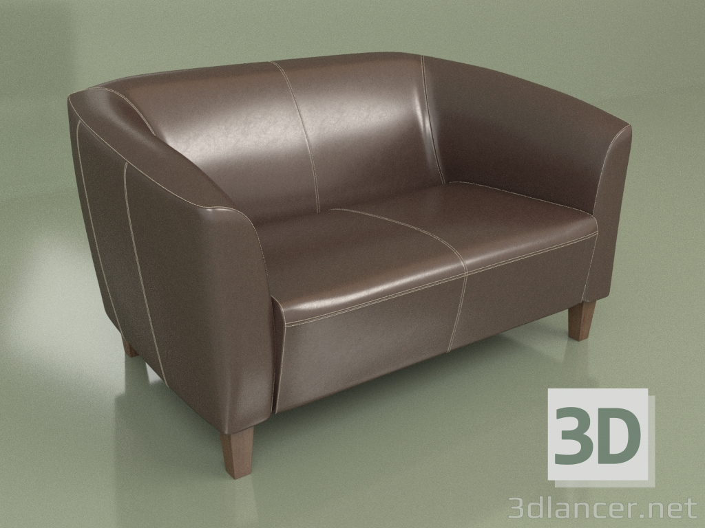 3D modeli Çift kişilik kanepe Oxford (Kahverengi deri) - önizleme