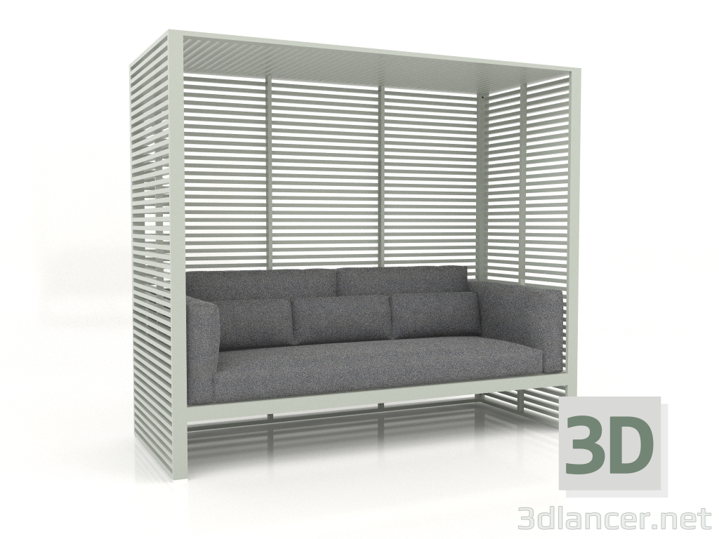 modello 3D Divano Al Fresco con struttura in alluminio e schienale alto (Grigio cemento) - anteprima