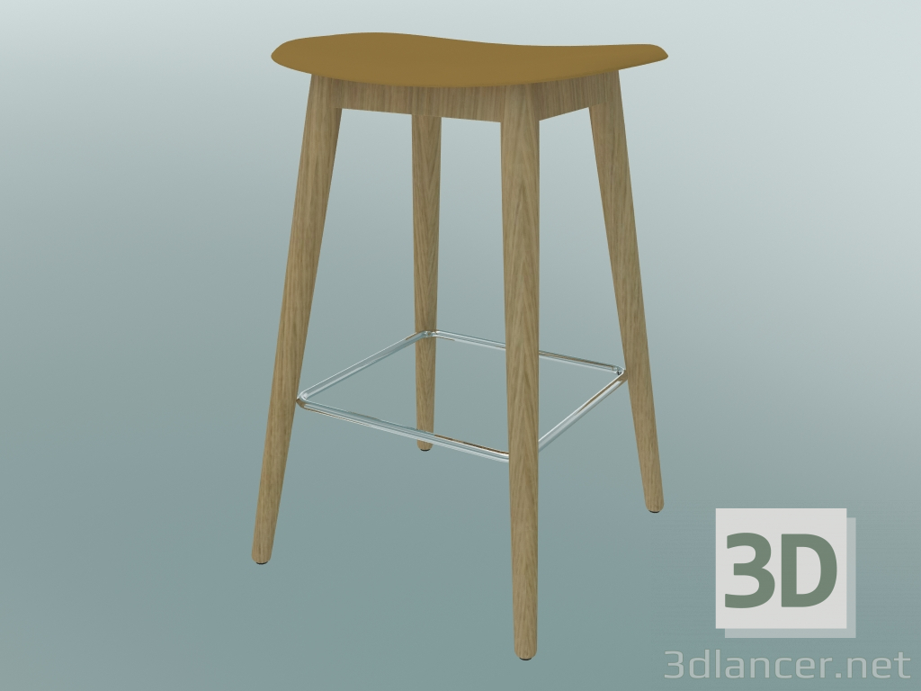 3D modeli Fiber ahşap tabanlı çubuk tabure (H 65 cm, Meşe, Ochre) - önizleme