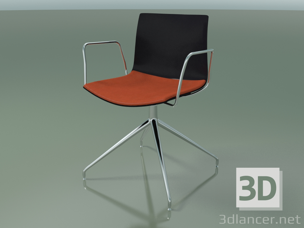3d model Silla 0279 (giratoria, con reposabrazos, con cojín de asiento, LU1, PO00109) - vista previa