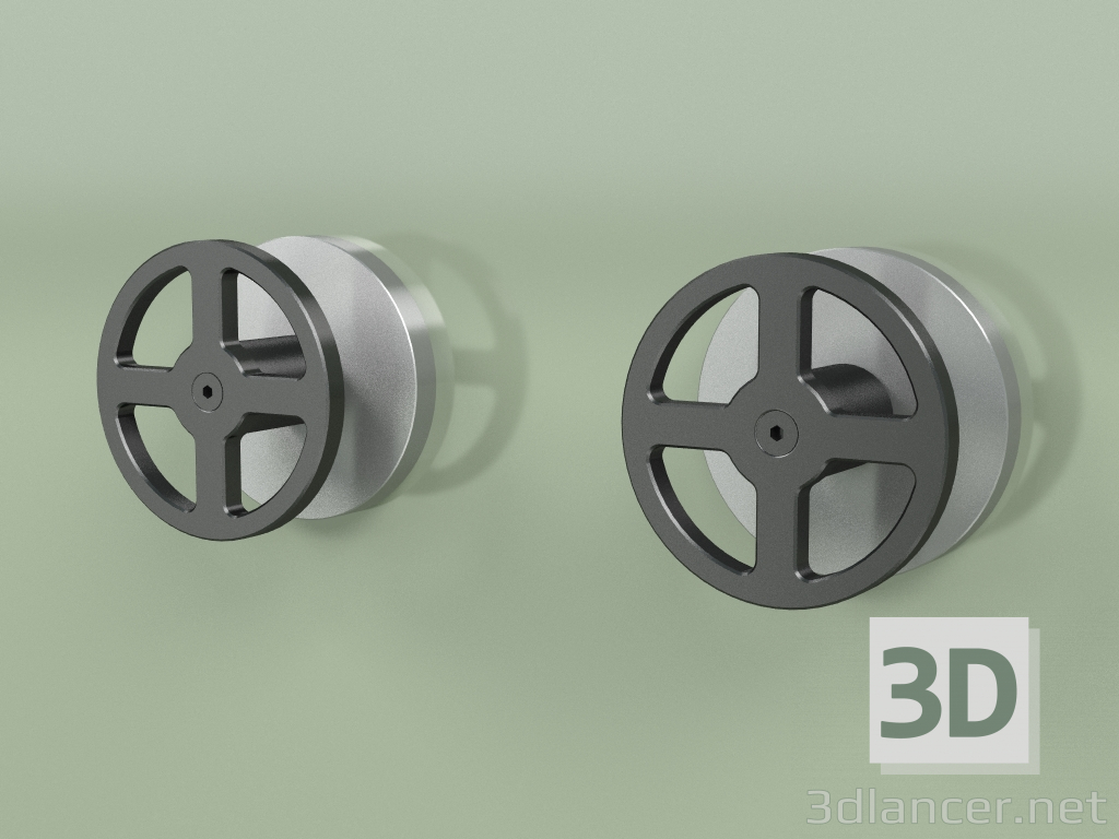 3d model Wall-mounted set of 2 mixing shut-off valves (20 63 V, AS-ON) - preview