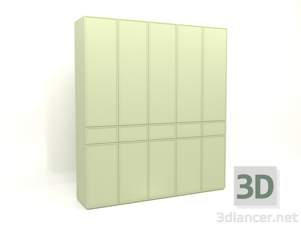 3d model Wardrobe MW 03 paint (2500x580x2800, light green) - preview