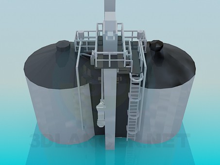 3d модель Цистерны на заводе – превью 3d модель Цистерны на заводе – превью