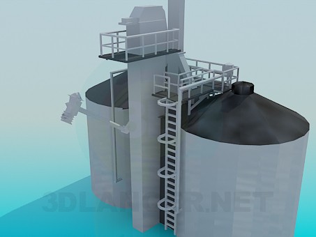 3d модель Цистерны на заводе – превью 3d модель Цистерны на заводе – превью