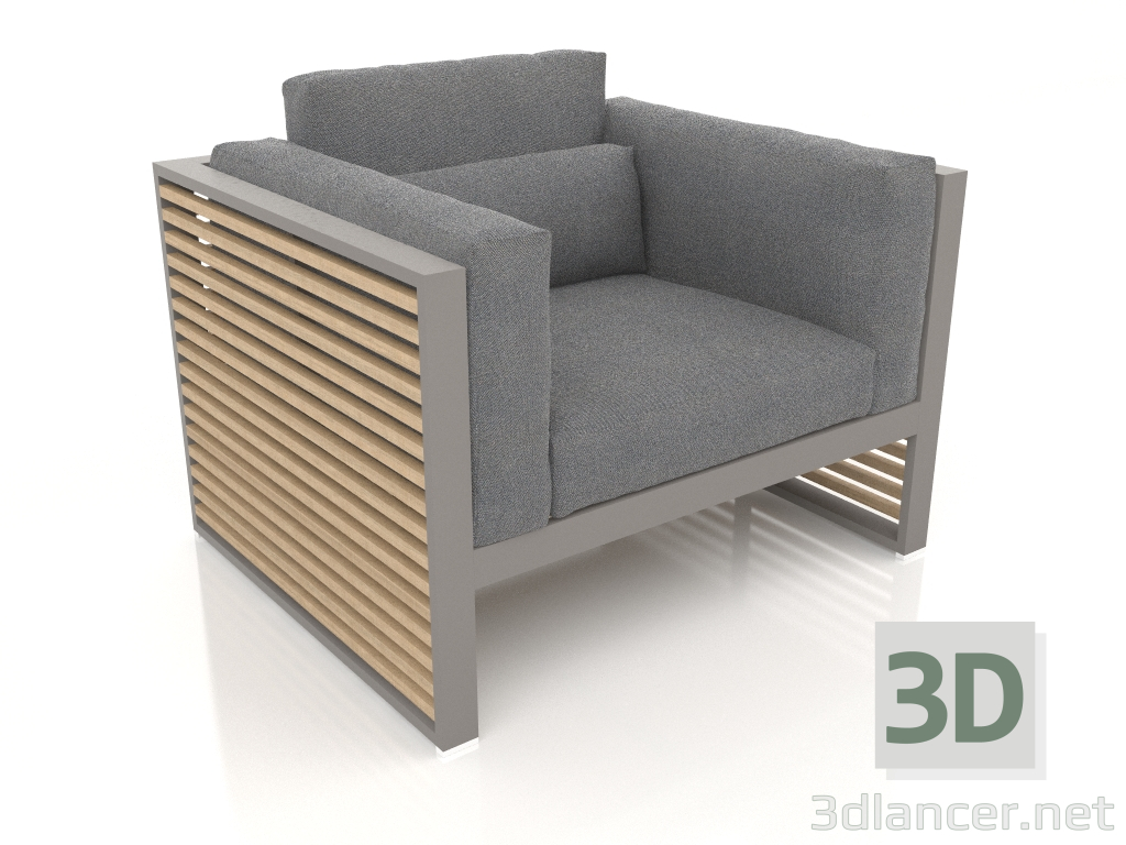 3D Modell Loungesessel mit hoher Rückenlehne (Quarzgrau) - Vorschau