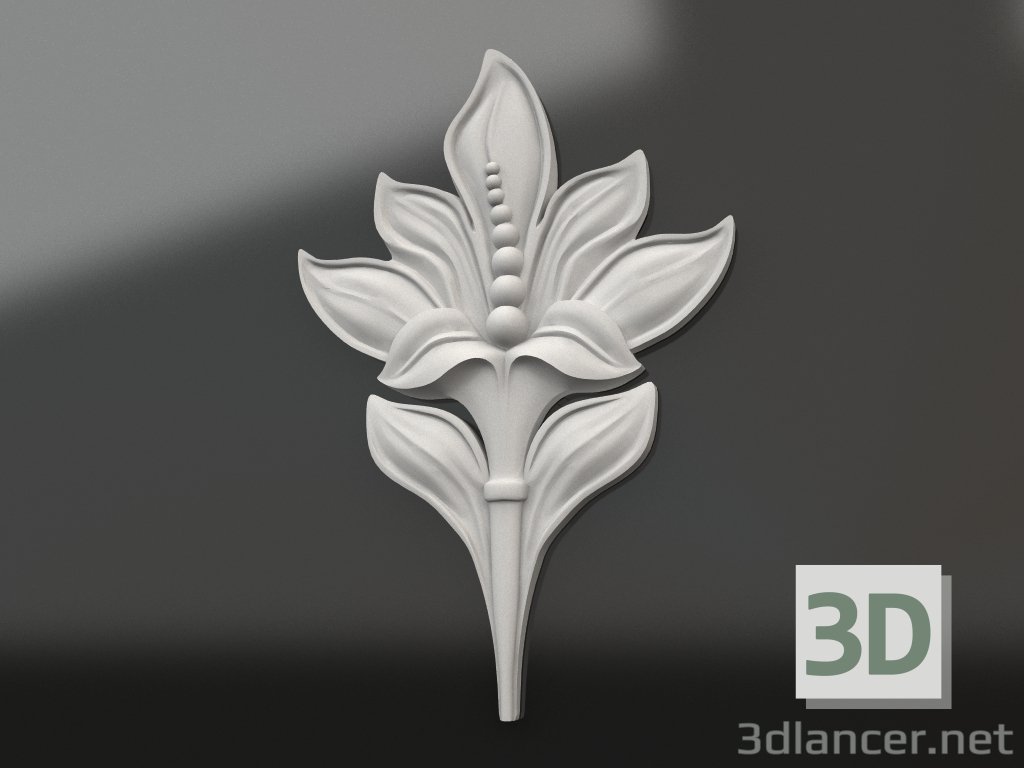 3d model Decorative plaster element DE 010 2 (100x67) - preview