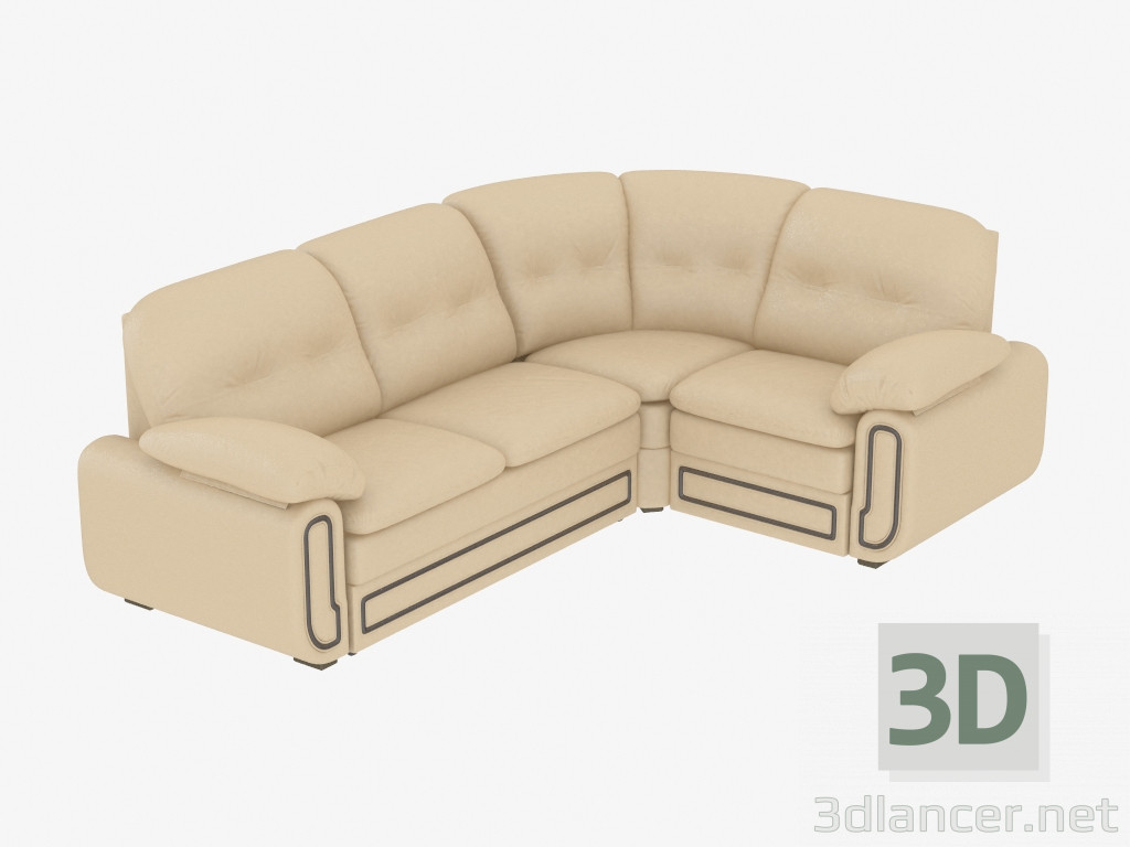 Modelo 3d Sofá de canto de couro - preview