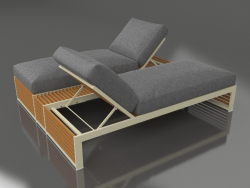 Double bed for relaxation with an aluminum frame made of artificial wood (Gold)