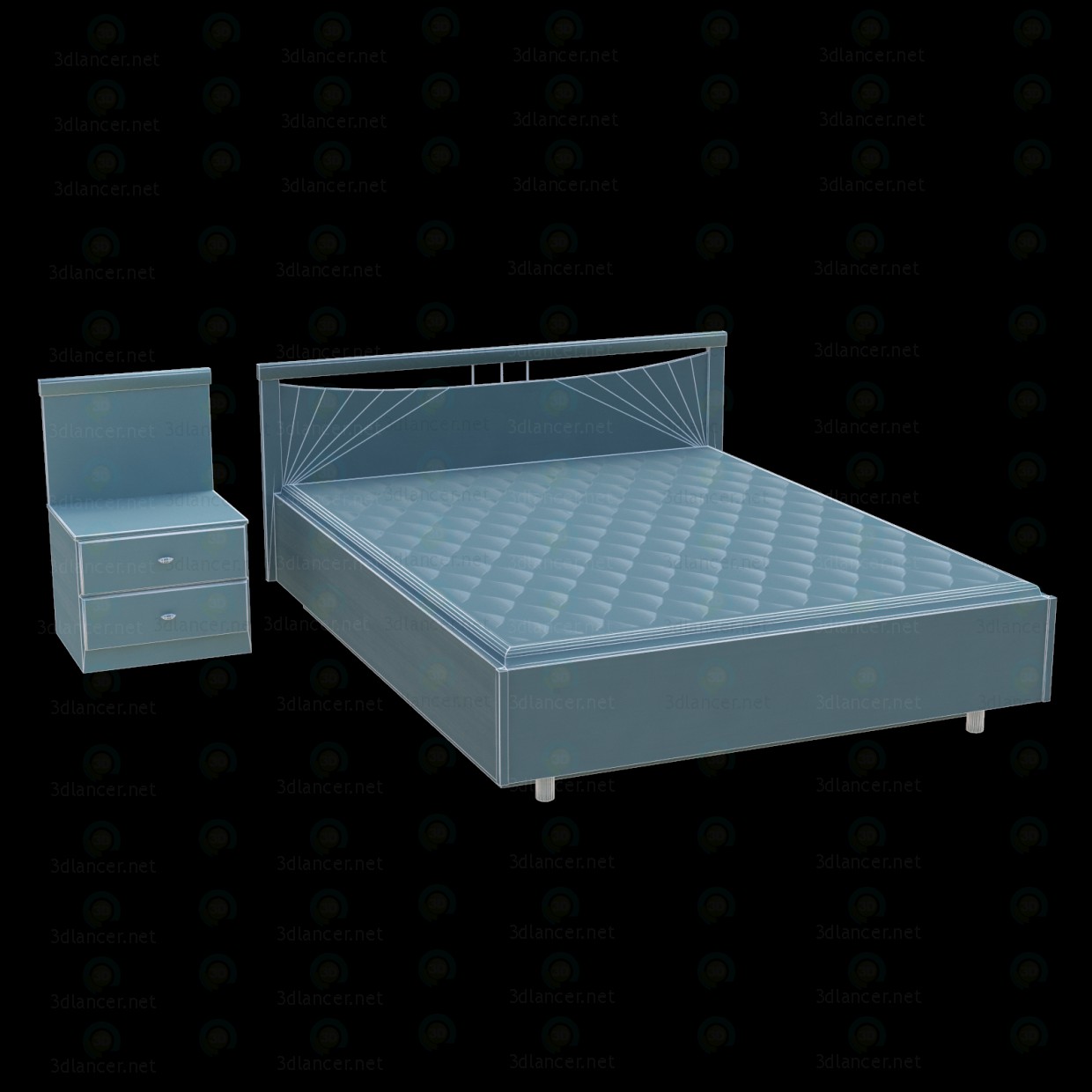 modelo 3D La cama y la mesita de noche DMI - escuchar modelo 3D La cama y la mesita de noche DMI - escuchar