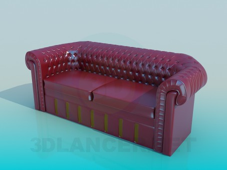 modello 3D Bustina pelle grande divano - anteprima