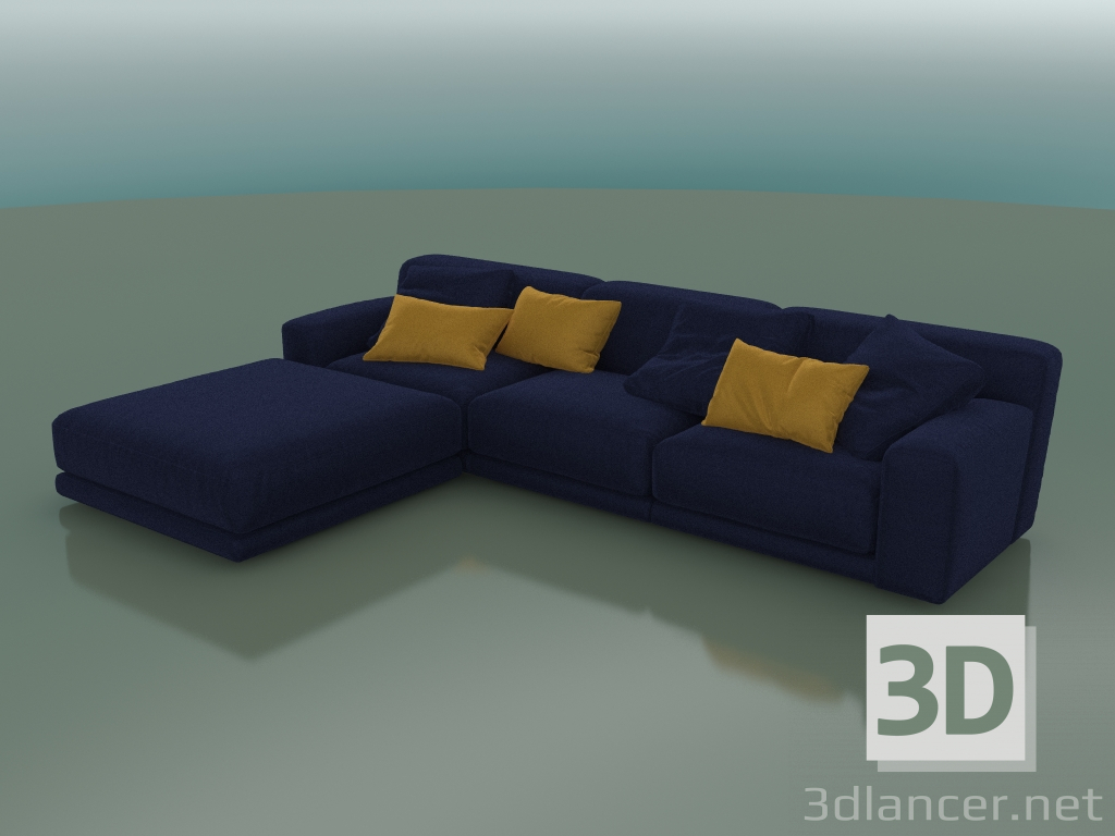 3d model Triple sofa Tutto with pouf (1150) - preview