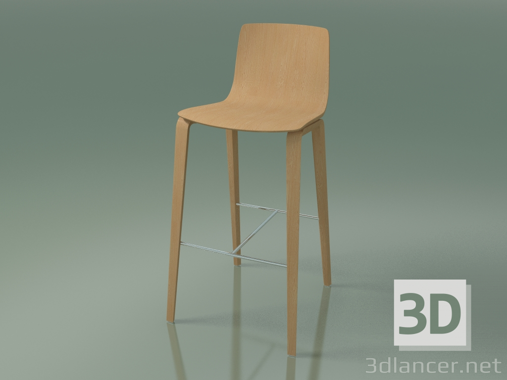 modello 3D Sgabello da bar 5903 (4 gambe in legno, rovere) - anteprima