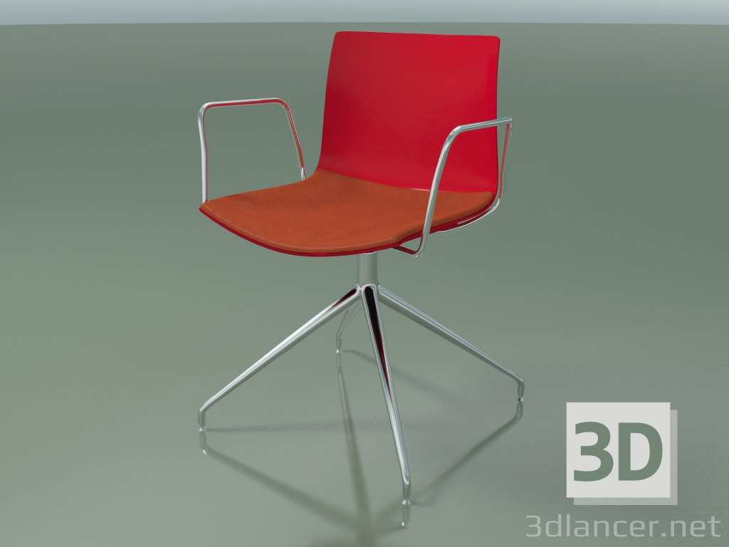 3d model Silla 0279 (giratoria, con reposabrazos, con cojín de asiento, LU1, PO00104) - vista previa
