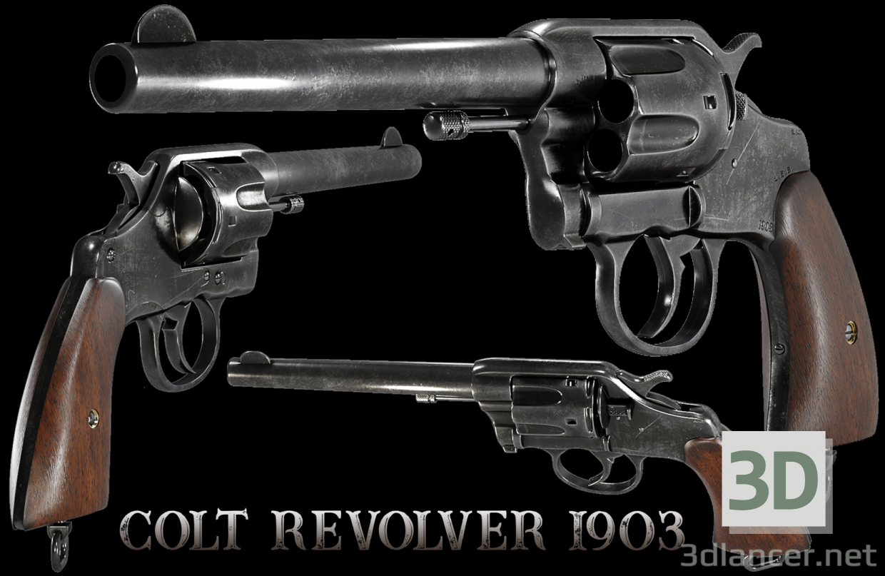 Colt-Revolver-1903 3D-Modell kaufen - Rendern