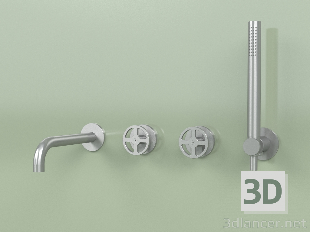 3D Modell 2er-Set Hydro-Progressive Wannenmischer mit Auslauf und Handbrause (20 69, AS) - Vorschau