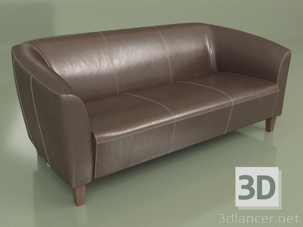 3d model Three-seater sofa Oxford (Brown leather) - preview