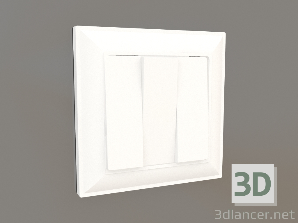 3d model Three-key switch (white gloss) - preview