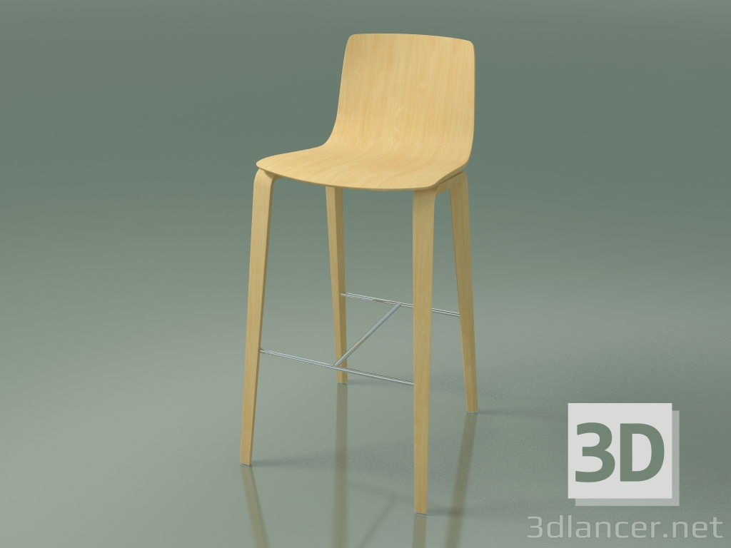 3D modeli Bar taburesi 5903 (4 ahşap ayak, doğal huş ağacı) - önizleme