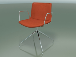 Cadeira 0316 (giratória, com braços, LU1, com estofo removível de couro liso)