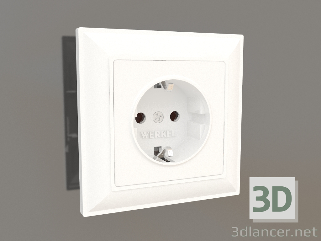 3d model Socket with grounding (white gloss) - preview
