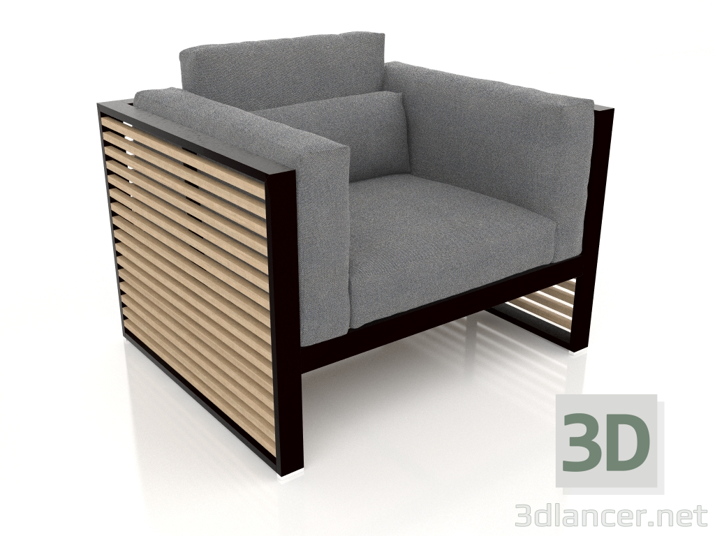3d model Lounge chair with a high back (Black) - preview