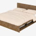 3d модель Кровать двуспальная в обивке из кожи с полками Salina – превью