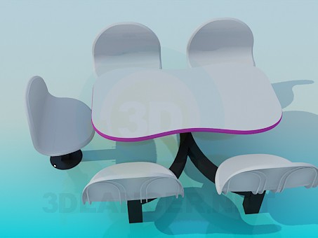 modelo 3D Mesa y sillas - escuchar modelo 3D Mesa y sillas - escuchar