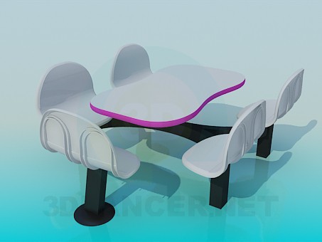 modelo 3D Mesa y sillas - escuchar modelo 3D Mesa y sillas - escuchar