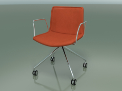 Cadeira 0317 (4 rodízios, com braços, LU1, com estofo removível de couro liso)