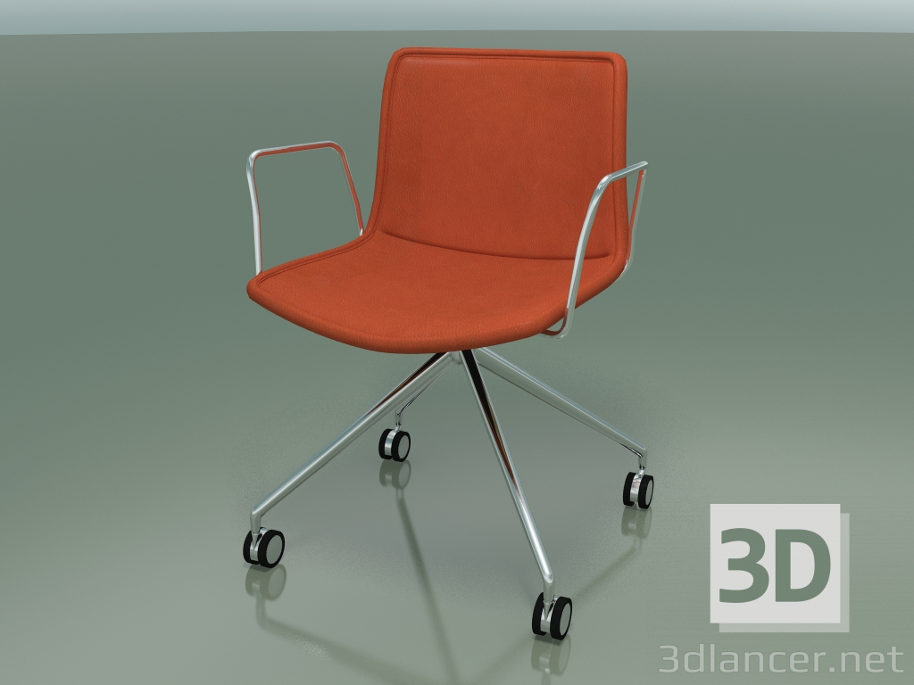 3D Modell Stuhl 0317 (4 Rollen, mit Armlehnen, LU1, mit abnehmbarer glatter Lederpolsterung) - Vorschau