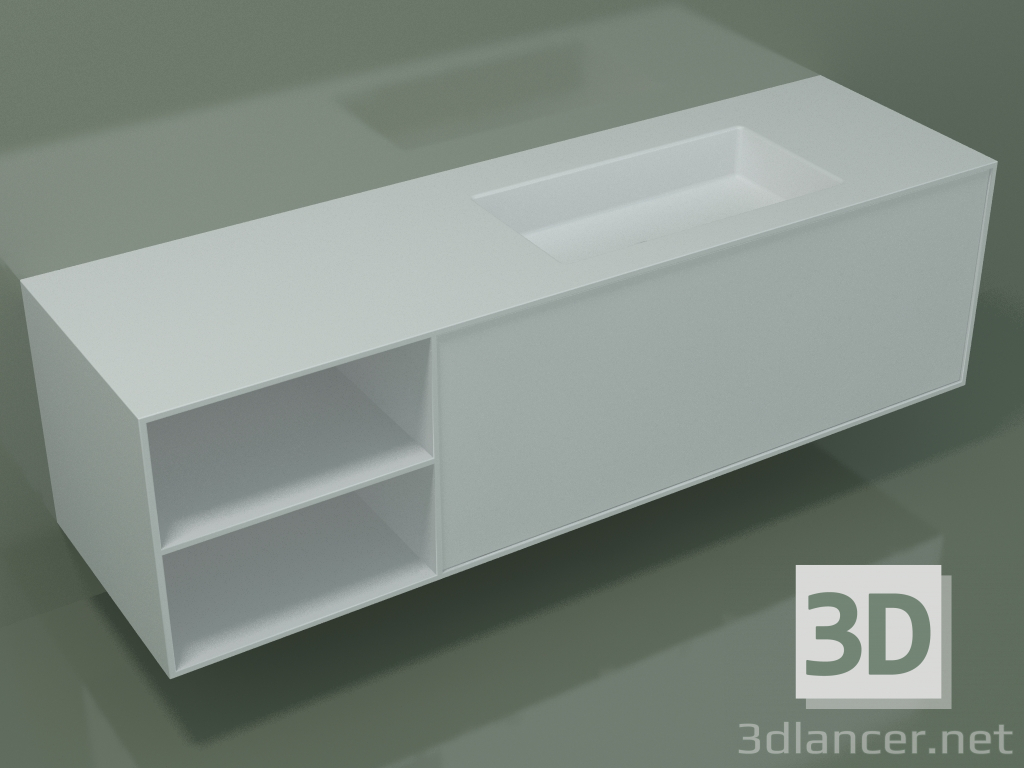 3D Modell Waschbecken mit Schublade und Fach (06UC934D2, Glacier White C01, L 168, P 50, H 48 cm) - Vorschau