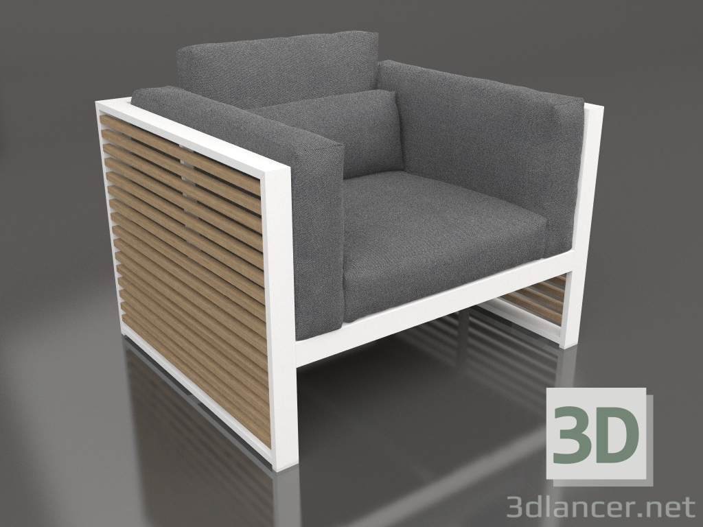 3D Modell Loungesessel mit hoher Rückenlehne (Weiß) - Vorschau