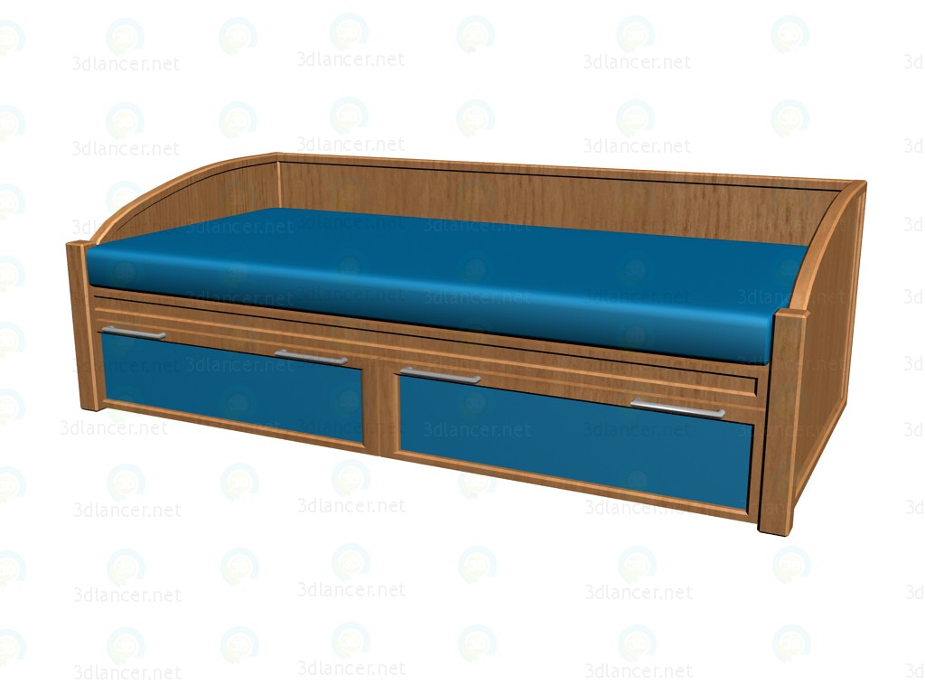 3d модель Ліжко 2 шухляди K902 – превью