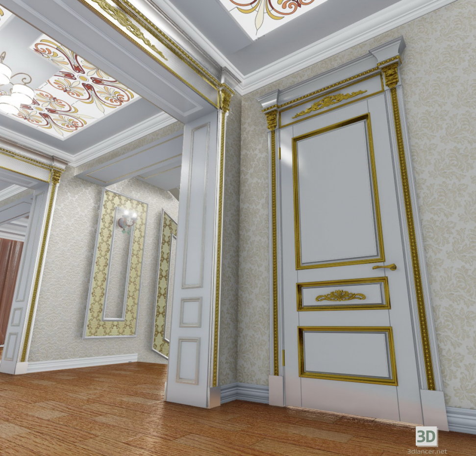 3D Modell Klassische linke Tür - Vorschau