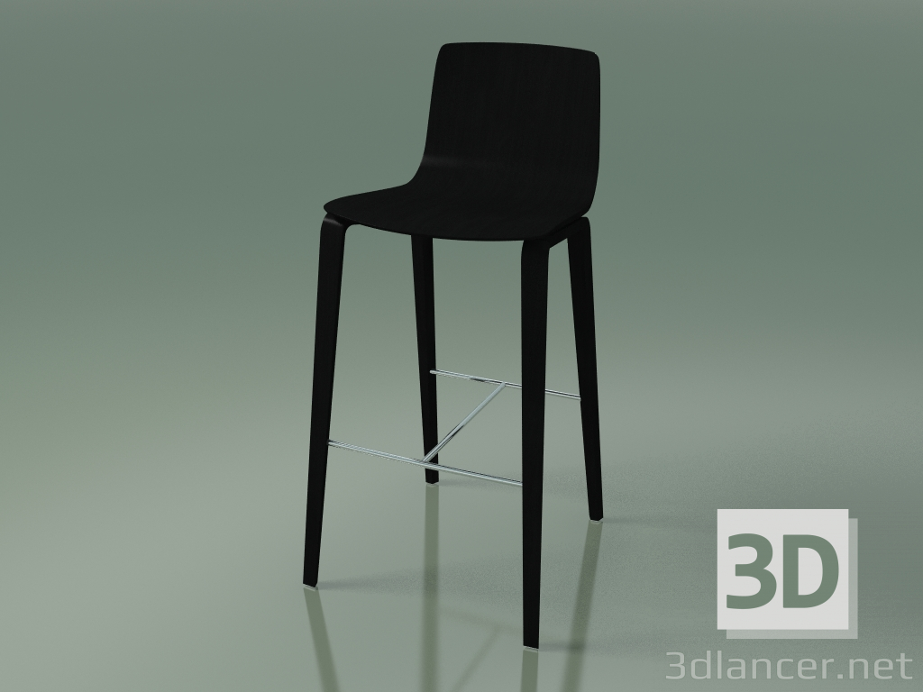3D modeli Bar taburesi 5903 (4 ahşap ayak, siyah huş ağacı) - önizleme