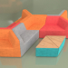 3D modeli 10'lu modüler kanepe Origami - önizleme