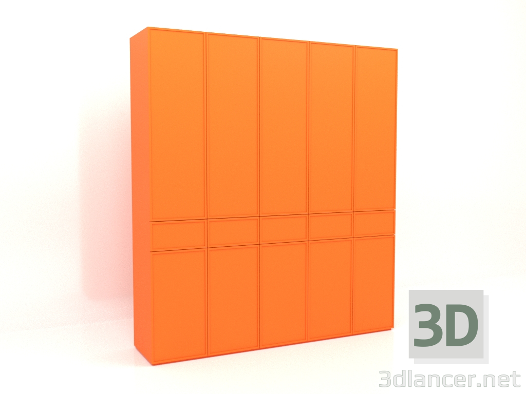 3D modeli Gardırop MW 03 boya (2500x580x2800, parlak parlak turuncu) - önizleme