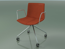 Chair 0317 (4 castors, with armrests, LU1, with removable leather interior, cover 1)