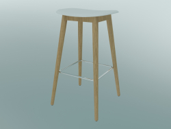 Bar stool with Fiber wood base (H 75 cm, Oak, White)