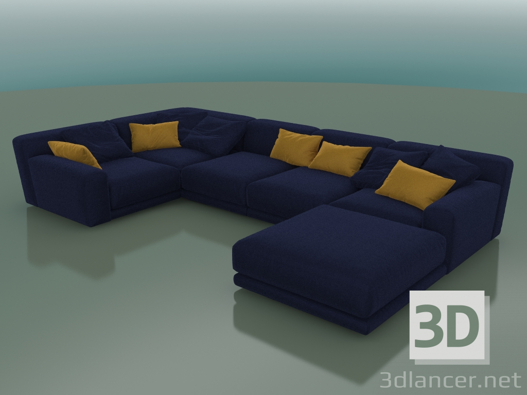 3d model Sofa five-seater angular Tutto with a padded stool (1440) - preview