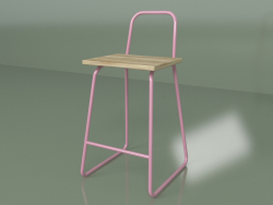 Yüksek sırtlı yarı bar sandalyesi (pembe)