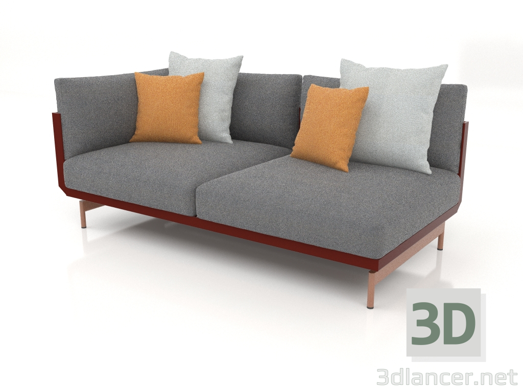 modello 3D Modulo divano, sezione 1 sinistra (Rosso vino) - anteprima