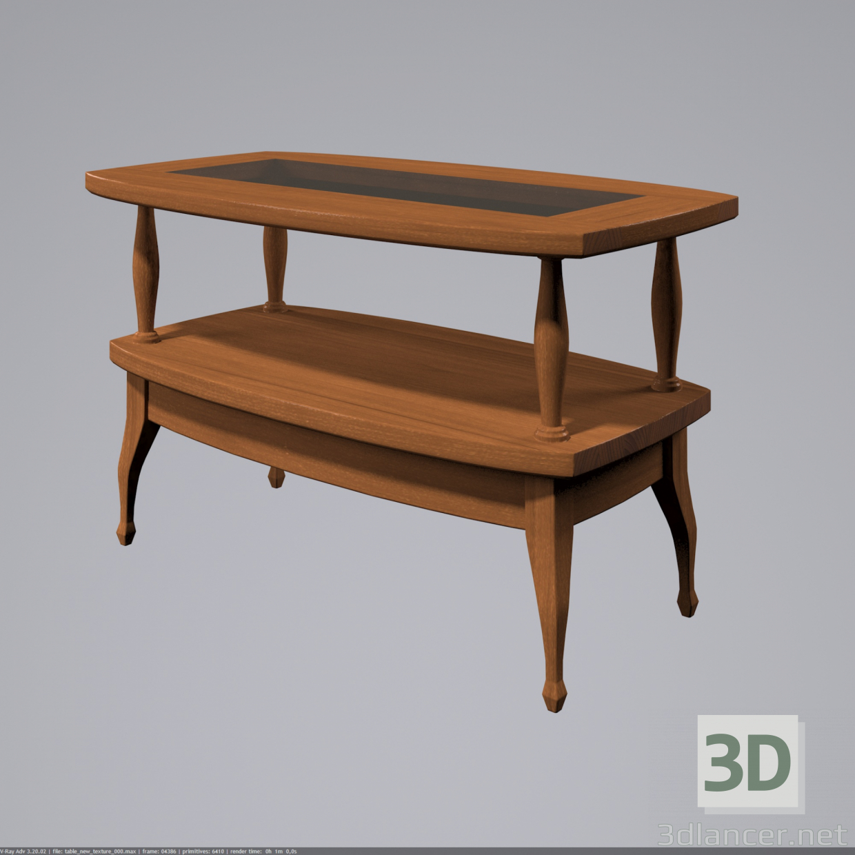 modello 3D di tavolino in vetro di legno comprare - rendering