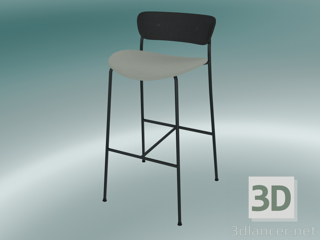 modèle 3D Tabouret de bar Pavilion (AV10, H 95cm, 50x52cm, Chêne laqué noir, Balder 612) - preview