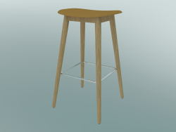 Bar stool with Fiber wood base (H 75 cm, Oak, Ocher)