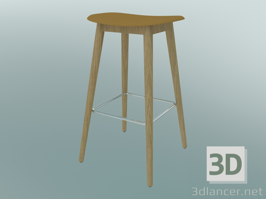3d model Bar stool with Fiber wood base (H 75 cm, Oak, Ocher) - preview