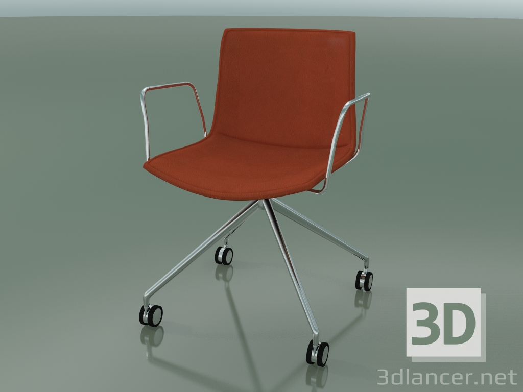 Modelo 3d Cadeira 0317 (4 rodízios, com braços, LU1, com interior em couro removível, capa 2) - preview