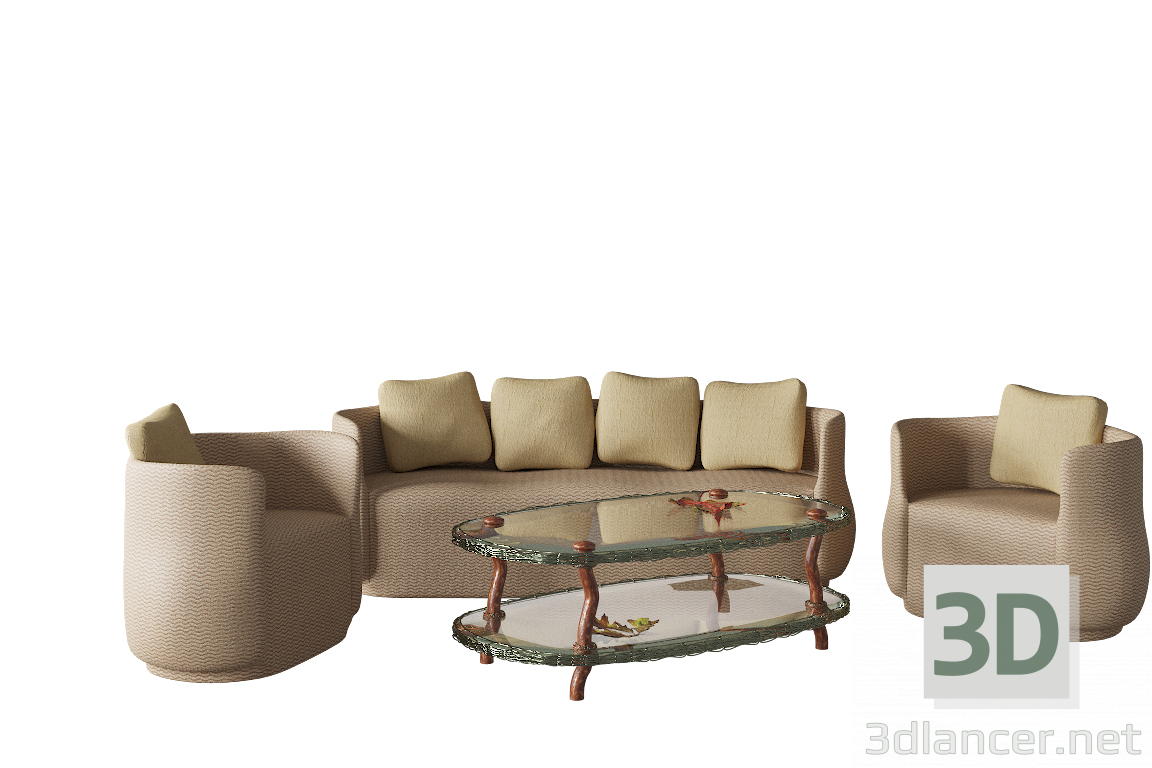 Muebles de sala 3D modelo Compro - render
