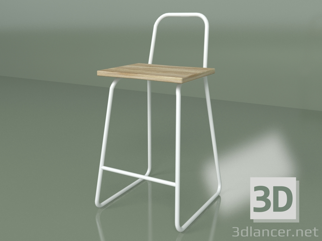 Modelo 3d Cadeira semi-bar com encosto alto (branca) - preview